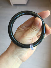 Load image into Gallery viewer, 57.4mm 100% Natural dark green/black meteorite Stellar Night sky slim round cut nephrite bangle HT112-8247
