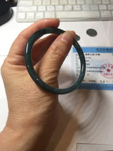 Load image into Gallery viewer, 56mm Certified Type A 100% Natural dark green/blue/gray Guatemala slim round cut Jadeite bangle PA90-2065
