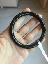 Load image into Gallery viewer, 60.7mm 100% Natural dark green/black meteorite Stellar Night sky slim round cut nephrite bangle HT111-8248
