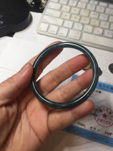 Load image into Gallery viewer, 56mm Certified Type A 100% Natural dark green/blue/gray Guatemala slim round cut Jadeite bangle PA90-2065
