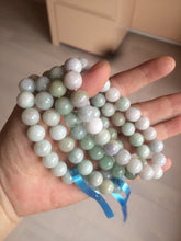 Load image into Gallery viewer, 9.8-10mm 100% natural type A green/white jadeite jade beads bracelet group AZ140
