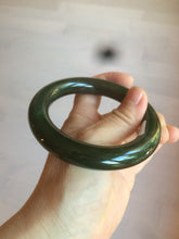 Load image into Gallery viewer, 57.4mm certified 100% Natural dark green/black round cut nephrite Hetian Jade(碧玉)  bangle HT90-0118
