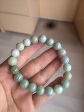 Load image into Gallery viewer, 9.8-10mm 100% natural type A green/white jadeite jade beads bracelet group AZ140
