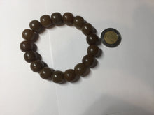 Load image into Gallery viewer, 100% Natural 12x11mm dark sugar brown black vintage style nephrite Hetian Jade bead bracelet HF82
