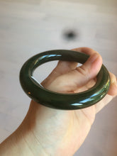 Load image into Gallery viewer, 57.4mm certified 100% Natural dark green/black round cut nephrite Hetian Jade(碧玉)  bangle HT90-0118
