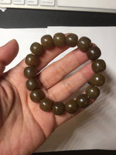 Load image into Gallery viewer, 100% Natural 12x11mm dark sugar brown black vintage style nephrite Hetian Jade bead bracelet HF82
