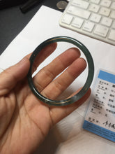 Load image into Gallery viewer, 58.5mm Certified Type A 100% Natural icy watery green/blue/black/gray slim round cut Guatemala Jadeite bangle PC91-3364
