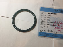 Load image into Gallery viewer, 56.5mm Certified Type A 100% Natural icy watery deep sea dark green/blue/gray/black Guatemala slim round cut Jadeite bangle PC92-3374
