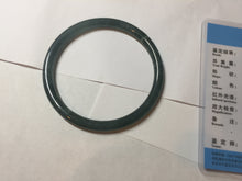 Load image into Gallery viewer, 56.5mm Certified Type A 100% Natural icy watery deep sea dark green/blue/gray/black Guatemala slim round cut Jadeite bangle PC92-3374

