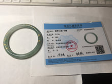 Load image into Gallery viewer, 57.5mm 100% Natural type A light green white carved and golden-painted round cut Jadeite Jade bangle BP167-0276

