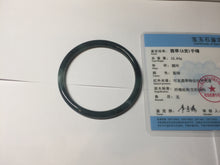 Load image into Gallery viewer, 58.4mm Certified Type A 100% Natural dark green/blue/gray with flying snow Guatemala slim round cut Jadeite bangle PD50-5519
