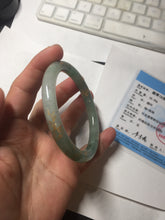 Load image into Gallery viewer, 57.5mm 100% Natural type A light green white carved and golden-painted round cut Jadeite Jade bangle BP167-0276
