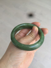 Load image into Gallery viewer, 52.7mm 100% Natural dark green/black nephrite Hetian Jade (和田碧玉) bangle HF36
