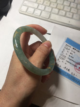 Load image into Gallery viewer, 57.5mm 100% Natural type A light green white carved and golden-painted round cut Jadeite Jade bangle BP167-0276
