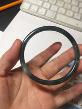 Load image into Gallery viewer, 58.4mm Certified Type A 100% Natural dark green/blue/gray with flying snow Guatemala slim round cut Jadeite bangle PD50-5519
