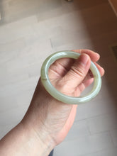 Load image into Gallery viewer, 53mm 100% Natural icy watery light green with floating dandelions round cut nephrite bangle HF99
