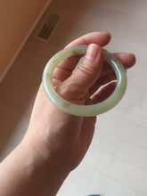 Load image into Gallery viewer, 53mm 100% Natural icy watery light green with floating dandelions round cut nephrite bangle HF99
