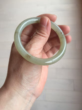 Load image into Gallery viewer, 53mm 100% Natural icy watery light green with floating dandelions round cut nephrite bangle HF99
