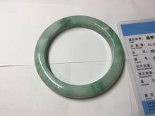 Load image into Gallery viewer, 60.5mm certified type A 100% Natural sunny green/white Jadeite Jade bangle B115-8218
