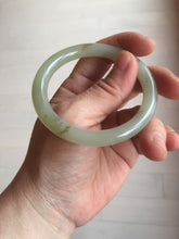 Load image into Gallery viewer, 53mm 100% Natural icy watery light green with floating dandelions round cut nephrite bangle HF99
