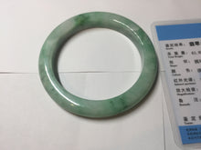 Load image into Gallery viewer, 60.5mm certified type A 100% Natural sunny green/white Jadeite Jade bangle B115-8218
