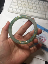 Load image into Gallery viewer, 57.5mm 100% Natural type A light green white carved and golden-painted round cut Jadeite Jade bangle BP167-0276
