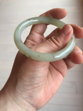 Load image into Gallery viewer, 53mm 100% Natural icy watery light green with floating dandelions round cut nephrite bangle HF99
