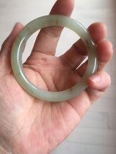 Load image into Gallery viewer, 53mm 100% Natural icy watery light green with floating dandelions round cut nephrite bangle HF99
