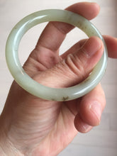 Load image into Gallery viewer, 53mm 100% Natural icy watery light green with floating dandelions round cut nephrite bangle HF99
