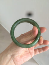 Load image into Gallery viewer, 52.7mm 100% Natural dark green/black nephrite Hetian Jade (和田碧玉) bangle HF36
