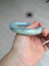 Load image into Gallery viewer, 52.8mm 100% natural blue/white Quartzite (Shetaicui jade) Blue sky and white clouds chubby round cut bangle SY27
