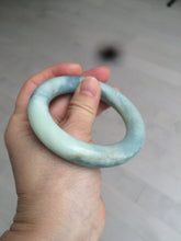 Load image into Gallery viewer, 52.8mm 100% natural blue/white Quartzite (Shetaicui jade) Blue sky and white clouds chubby round cut bangle SY27
