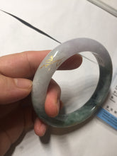 Load image into Gallery viewer, 57.9mm 100% Natural type A dark greenpurple carved and golden-painted Jadeite Jade bangle BP168-0261
