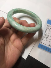 Load image into Gallery viewer, 60.5mm certified type A 100% Natural sunny green/white Jadeite Jade bangle B115-8218
