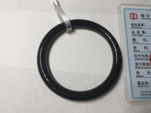 Load image into Gallery viewer, 57.4mm 100% Natural dark green/black meteorite Stellar Night sky slim round cut nephrite bangle HT112-8247
