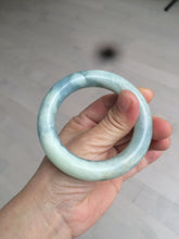 Load image into Gallery viewer, 52.8mm 100% natural blue/white Quartzite (Shetaicui jade) Blue sky and white clouds chubby round cut bangle SY27
