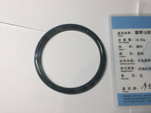 Load image into Gallery viewer, 56.2mm Certified Type A 100% Natural icy watery dark green/blue/gray Guatemala slim round cut Jadeite bangle PD53-5518
