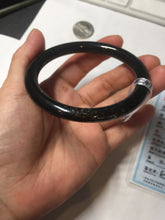 Load image into Gallery viewer, 57.4mm 100% Natural dark green/black meteorite Stellar Night sky slim round cut nephrite bangle HT112-8247
