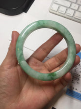 Load image into Gallery viewer, 60.5mm certified type A 100% Natural sunny green/white Jadeite Jade bangle B115-8218
