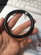 Load image into Gallery viewer, 57.4mm 100% Natural dark green/black meteorite Stellar Night sky slim round cut nephrite bangle HT112-8247
