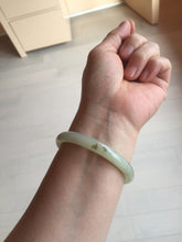 Load image into Gallery viewer, 53mm 100% Natural icy watery light green with floating dandelions round cut nephrite bangle HF99
