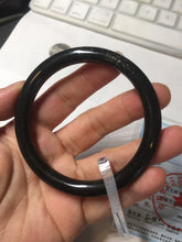 Load image into Gallery viewer, 57.4mm 100% Natural dark green/black meteorite Stellar Night sky slim round cut nephrite bangle HT112-8247
