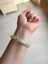 Load image into Gallery viewer, 53mm 100% Natural icy watery light green with floating dandelions round cut nephrite bangle HF99
