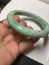 Load image into Gallery viewer, 60.5mm certified type A 100% Natural sunny green/white Jadeite Jade bangle B115-8218
