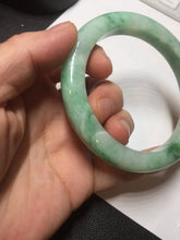 Load image into Gallery viewer, 60.5mm certified type A 100% Natural sunny green/white Jadeite Jade bangle B115-8218
