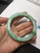 Load image into Gallery viewer, 60.5mm certified type A 100% Natural sunny green/white Jadeite Jade bangle B115-8218
