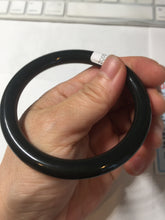 Load image into Gallery viewer, 58.4mm 100% Natural dark green/black meteorite Stellar Night sky slim round cut nephrite bangle HT113-8249
