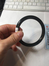 Load image into Gallery viewer, 58.4mm 100% Natural dark green/black meteorite Stellar Night sky slim round cut nephrite bangle HT113-8249
