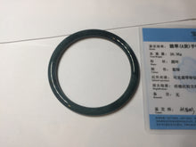 Load image into Gallery viewer, 60.5mm Certified Type A 100% Natural dark green/blue/gray Guatemala slim round cut Jadeite bangle PA97-2034
