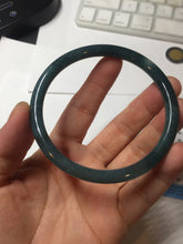 Load image into Gallery viewer, 60.5mm Certified Type A 100% Natural dark green/blue/gray Guatemala slim round cut Jadeite bangle PA97-2034
